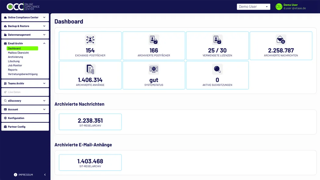 Compliance Archivierung Dashboard